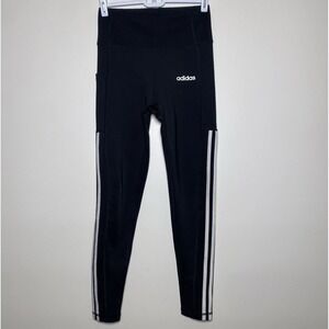 Adidas Climalite Leggings Side Pocket Women's Small Black White Stripe
